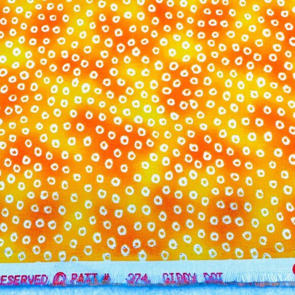 Michael Miller Cotton "Giddy Dot" Fabric in Shades of Orange/Yellow  1 yard - Picture 3 of 4